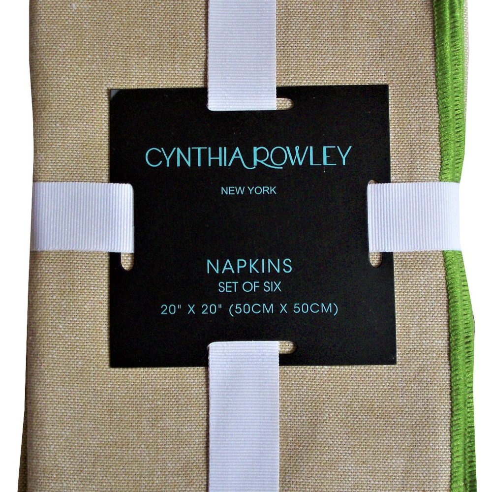 Cynthia Rowley Cotton Cloth Napkins Beige Green